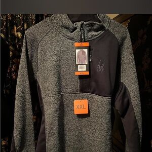 Spyder Men's Black and Gray Zip-Up Sweater